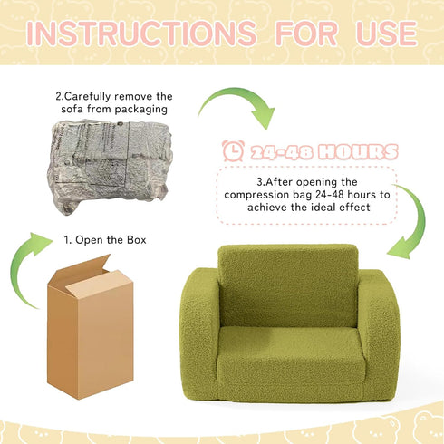2-in-1 1-3 Toddler Couch, Toddler Chairs Comfy Years Old, Toddler Chair for Girls and Boys, Kids Couch Bed Fold Out