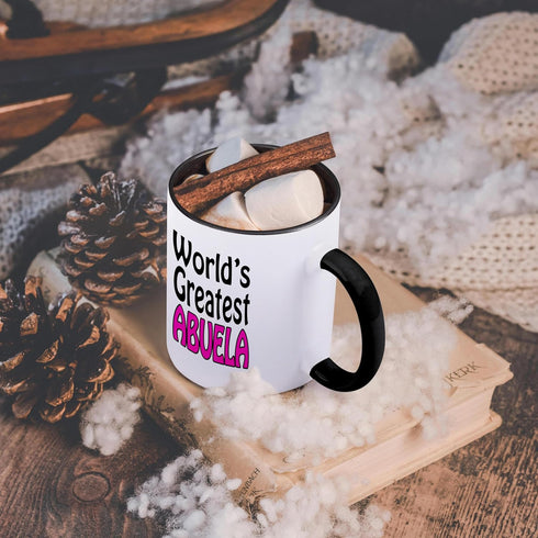 3dRose World s Greatest Abuela Mug, Pink, 11 oz, Black