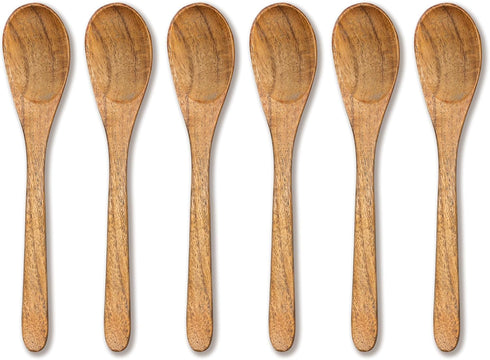 6 6 Inch Set INTAJ PCS Small Wooden Spoons, Honey Spoons for Tea, Hardwood Wooden Honey Teaspoon for Coffee, Little