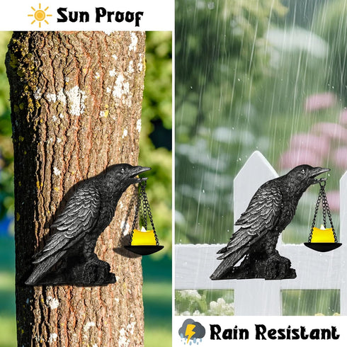 Gothic Crow Wall Art Decor Outdoor Wall Sconce Raven lamp Table Candle Holder Halloween Wall Decor for Patio Garden