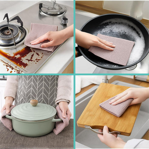 Sets, 14 14 Inches, Kitchen Towels and Dishcloths X Absorbent Dish Towels for Kitchen, Microfiber Cleaning Cloth, Dish