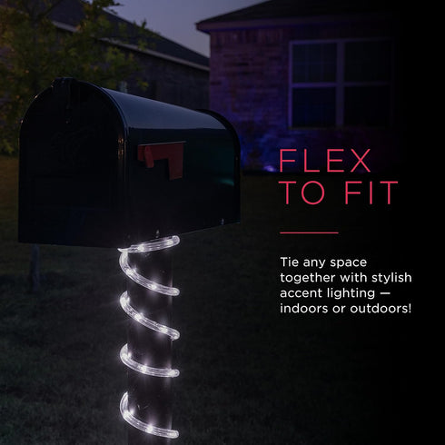 UltraPro LED Rope Lights, 25ft Classic Clear Rope, Cool White Light 5000K, Indoor/Outdoor Flexible Durable