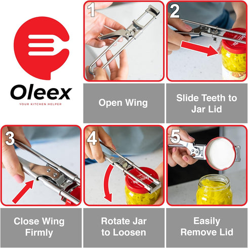 Oleex Jar Opener for Weak Hands (x2) with Keychain Bottle Cap Opener, Easy Seniors Arthritis, Kids Openers, Kitchen