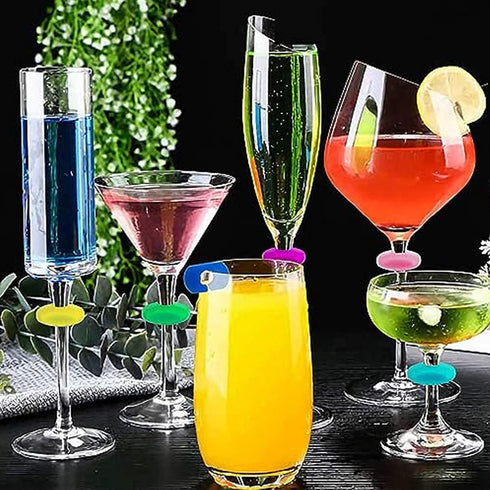 Wine Glass Charms, 36PCS Reusable Silicone Drink Markers for Glass and Cups at Parties, Weddings, Anniversaries