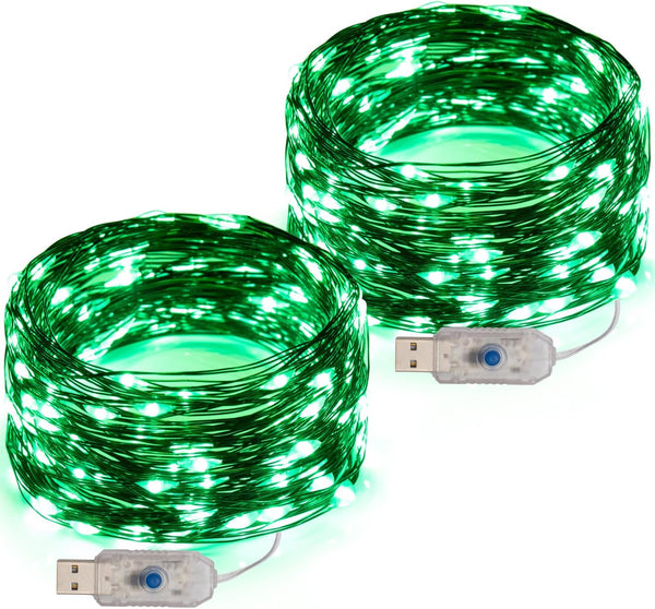 2 Pack USB Plug-in Fairy Lights, 33ft 100 Mini LED String Lights