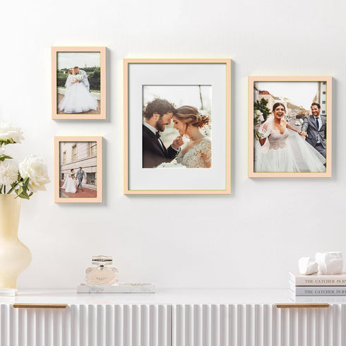 4x6 1 Pack 4x6 eletecpro Enamel Picture Frame with Real Glass Cover, Pink Photo Frame with Gold Metal Edge, Horizontal