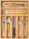 Kitchen Bamboo Silverware Organizer, Natural Utensil Holder and Cutlery Tray with 7 Slot Grooved Dividers