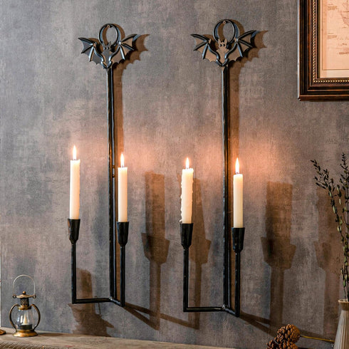 Wall Sconce Candle Holder Metal Hanging Wall Decorations Gothic Bat Wall Light