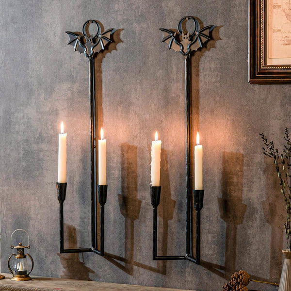 Wall Sconce Candle Holder Metal Hanging Wall Decorations Gothic Bat Wall Light