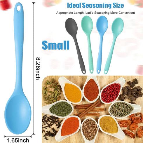 4 Pcs Multicolor Silicone Mixing Spoons Nonstick Heat Resistant Cooking Spoon for Kitchen Baking Serving Stirring