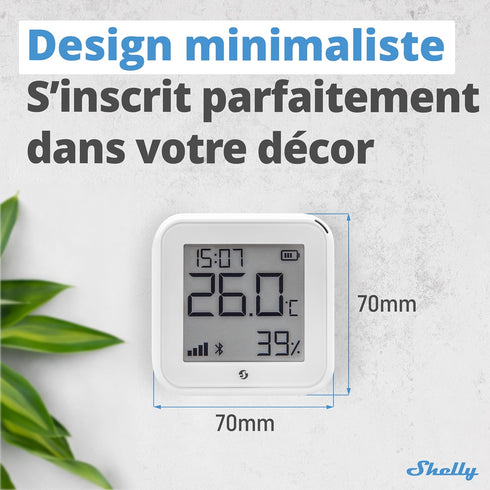 Shelly H&T Gen3 Smart Temperature & Humidity Sensor, Ivory | Wi-Fi & Bluetooth, Remote App Control, LCD Display, Free
