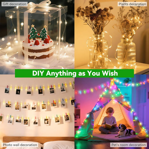 LitHome 200LED 66FT 9 4th Led Christmas Fairy Lights Plug in, Color Changing Fairy Lights with Remote, Modes Led