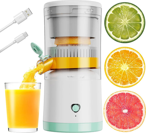 Electric Juicer Rechargeable, Portable Citrus Juicer Machine with USB and Cleaning Brush for Orange, Lemon, Citrus,