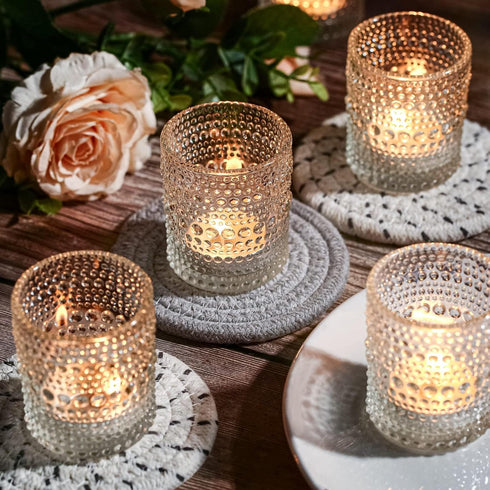 48 Packs Votive Candle Holders, Clear Tea Lights Candle Holders Bulk Tealight Candle Holder for Table Glass Holder