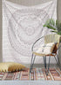 Popular Handicrafts Hippie Tapestry Wall Hanging, 54 x 82 Inches, Silver, Bohemian Mandala
