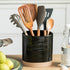YHOSSEUN Black Ceramic Utensil Holder, 6.7" Kitchen Counter Caddy for Tools, Oval Shape Utensil Storage