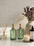 2Pack 18Oz JASAI Green Glass Soap Dispenser with Gold Rust Proof Pump, Refillable Dish Soap Dispenser for Kitchen