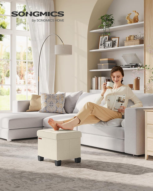 12.6 15.7 13.2 Inches 660 lb, ULSF012W01 SONGMICS Storage Ottoman, Small Ottoman Foot Rest with Legs, x x Foot Stool