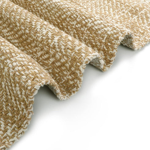 LEEVAN Washable Bathroom Rug - 2'x3' Low Profile Entryway Mat, Tan Cotton Reversible Kitchen Rug for Farmhouse Decor