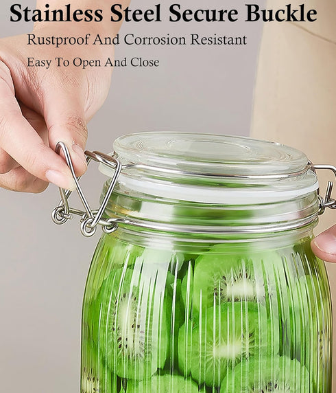 Glass Jars with Airtight Lid 16 Oz - 2 Set, Leakproof Wide Mouth Kitchen Storage Canister for Food, Coffee, Nuts, Tea
