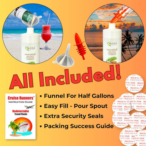 2x17.3oz Rum Runners for Cruise, Empty Shampoo Bottles, Hidden Alcohol Container Flasks