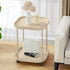 Mobile Side Table with Wheels - Khaki Color, Compact Design