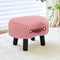 Small Ottoman Foot Rest with Handle, Velvet Footstool with Wooden Legs &