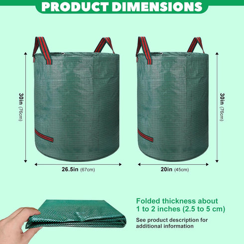 Yujelinn 72 32 & Gallon Reusable Yard Waste & Lawn and Leaf Bags with Handles - Tear Resistant Garden Trash Bags