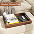 WBKATN 17 Inch Acacia Wood Ottoman Tray for Living Room, Wooden Serving Tray with Metal Handles, Large Serving Trays