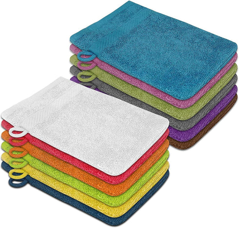 Pack 12 (6 9 Inches) 100% ZUPERIA Premium Bath Mitts - of x - Cotton European Style Washcloths with Loop - Super Soft