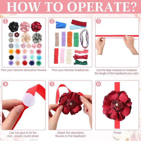 60 10 Geosar Baby Shower Games DIY Headband Making Kit Include Wooden Game Sign Elastic Cute Flowers Hairbands Round