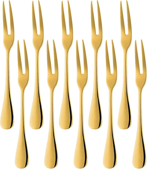 Comicfs 20-Piece Stainless Steel Forks: 5.3 Inches Seafood Crab Forks, Escargot Forks for Party Travel (Gold)