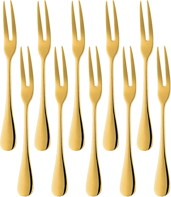 Comicfs 20-Piece Stainless Steel Forks: 5.3 Inches Seafood Crab Forks, Escargot Forks for Party Travel (Gold)