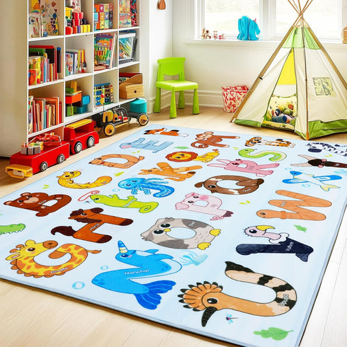 Bolacrom Kids Rugs for Playroom Educational Rug for Learn The ABC Alphabet, Soft Machine Washable Non-Slip Cute Carpet