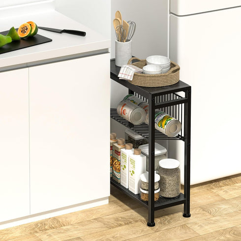 7.1"D 17"W 21.7"H, Side Table for Small Spaces, Narrow End Table with Adjustable V-Shaped Magazine Rack, x x Black