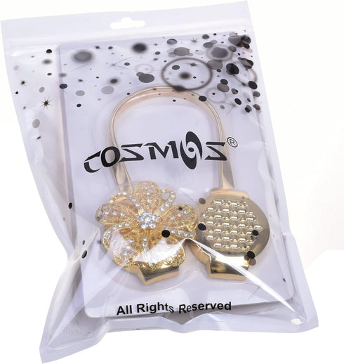 Cosmos Curtain Tieback Flower Clips Buckle Holder with Artificial Crystal and Stretchable Wire Rope (Golden Tone)