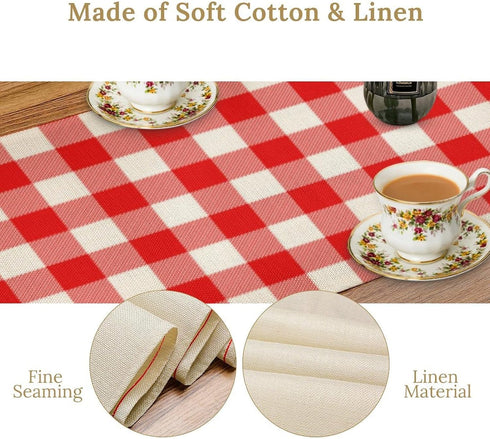 DDCBNS 13 36 Inch Buffalo Plaid Table Runner,Classic Red and White Farmhouse Table Runner Checkered Table Cover