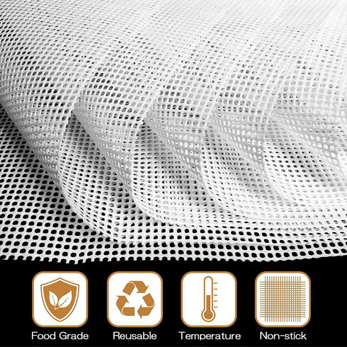 5 Pcs Silicone Dehydrator Sheets, Premium Non Stick Dehydrator Mats, Fruit Dryer Mesh for Food Dehydrator, 14x14 in