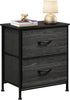 WLIVE Night Stand, Small Dresser with 2 Fabric Drawers, Black Bedside Table and Closet Organizer
