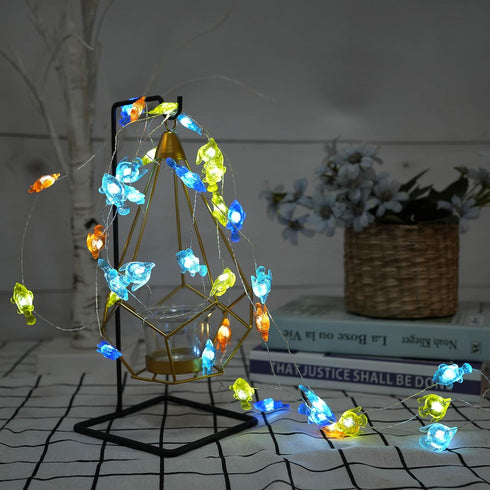 14ft 40 8 Decorman Tropical Fishes Decorative String Lights, LED Modes Cool White Weatherproof Battery Operated Ocean