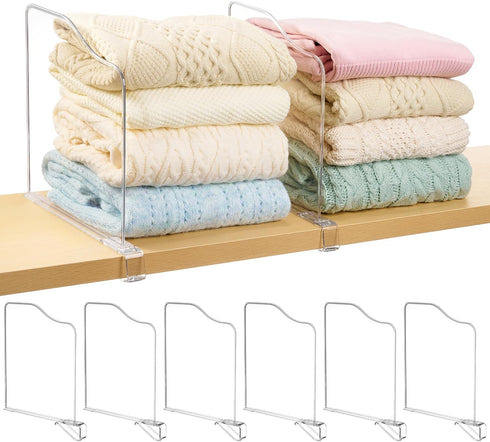Vtopmart 8 Pack 12in Height Shelf Dividers for Closet Organization, Clear Plastic