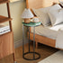 Katrawu Blue(11.81" 11.81" 23.62" C Shaped end Table,Wood Round Side Table for Couch,Small Sofa Table with Metal Frame
