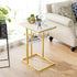 Easy Paws C Shaped End Table,Small Side Table for Couch and Bed, Gold Snack Couch Table for Small Spaces, Living Room