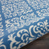 Nourison Grafix Damask Blue Area Rug, 5'3" x ROUND, Easy-Cleaning, Non-Shedding for Bedroom, Living Room, Dining Room,