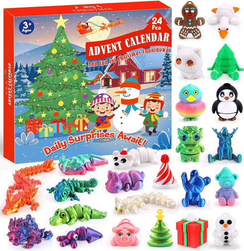 FLY2SKY Advent Calendar 2025 for Kids 24 Days Gifts Christmas Countdown Calendar Flexible