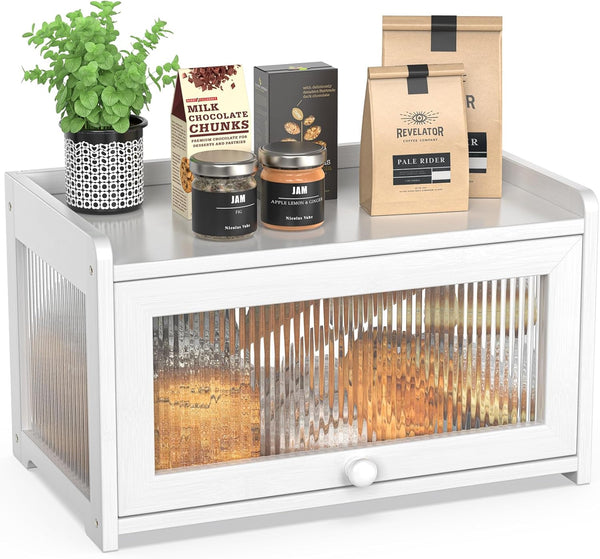 BAMBANG Bamboo Bread Box for Kitchen Countertop, Extra Large Farmhouse Bread Box
