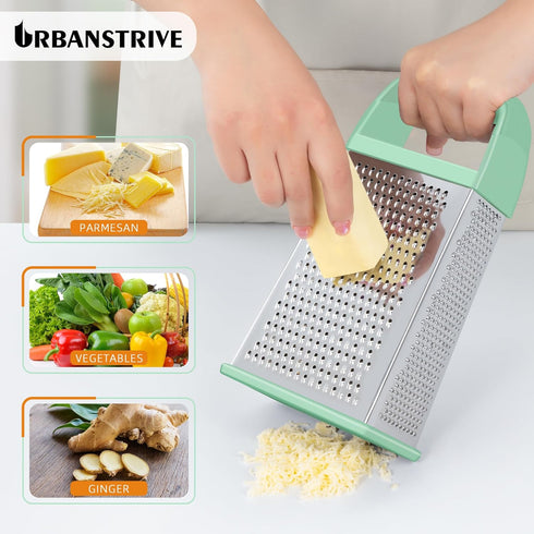 Urbanstrive 4 Cheese Grater With Container, Professional Cheese Grater with Handle, Stainless Steel Graters for Kitchen
