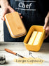 Covered Butter Dish with Lid, Large Yellow Butter Holder for Countertop, Airtight Seal Container for East West Coast