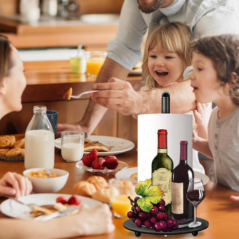Country Countertop Hexagram Wine Decor Paper Towel Holder - Rustic Kitchen Decor for Red Wine Lovers - Cute Farmer