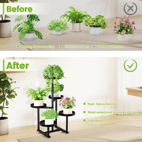 5 27 Inch Tier Metal Plant Stand Indoor, Tiered Corner Plant Holders for Multiple Plants, Tall Flower Pot Holde Display